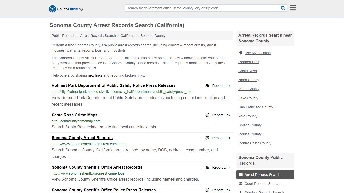 Arrest Records Search - Sonoma County, CA (Arrests & Mugshots)